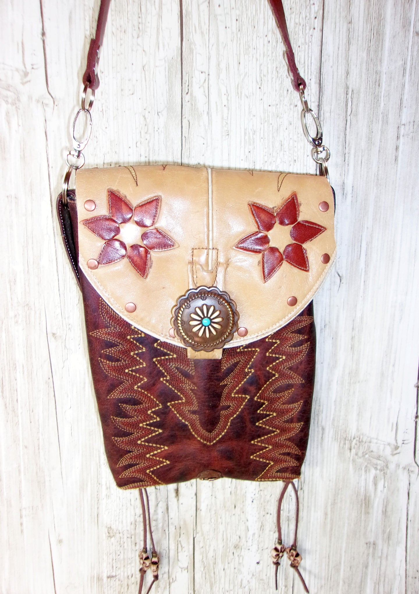 Cowboy Boot Crossbody Hipster Purse HP950 handcrafted from cowboy boots. Shop all unique leather western handbags, purses and totes at Chris Thompson Bags